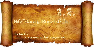 Nádassy Ruszlán névjegykártya